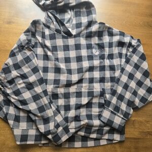 PINK Victoria's Secret Gray and Cream Checkered Hoodie